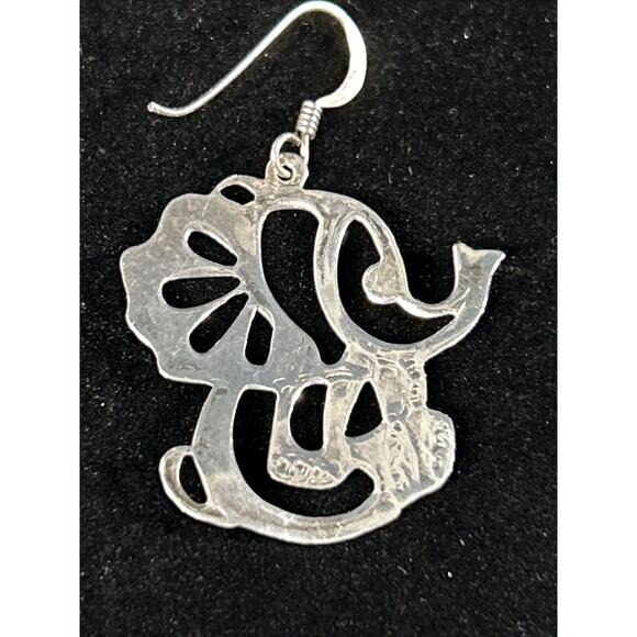 Vintage Silver Plated Sitting Elephant Dangle Earring Set Barbar - Picture 5 of 6